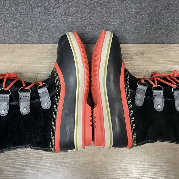 SOREL Snow Boots Women Sz 5 Waterproof Carnival Black Coral Faux Fur NY1858-011 - Picture 6 of 9